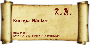 Kernya Márton névjegykártya